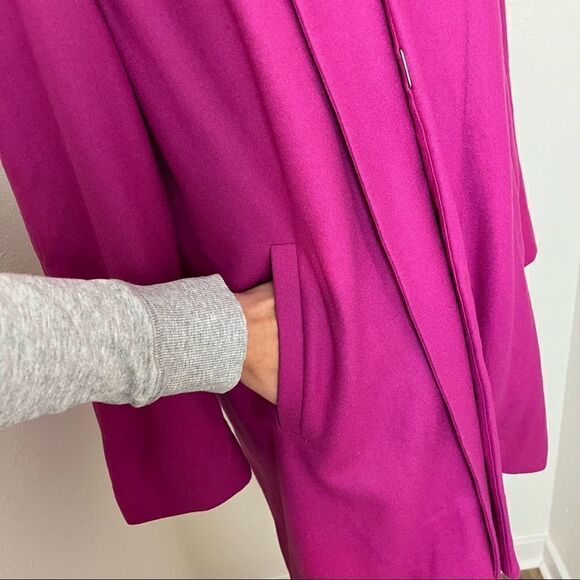 Vintage 80's Harve Barnerd Pink Wool Long Open Front Blazer Coat - Picture 9 of 12